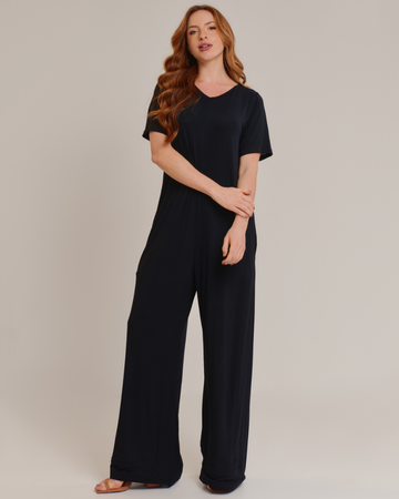 Macacão Feminino Longo Casual Preto