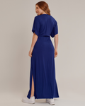 Vestido Feminino Longo com Amarração na Cintura e Fenda - ALYA