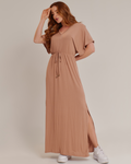 Vestido Feminino Confortável com Fenda e Cordão na Cintura - ALYA