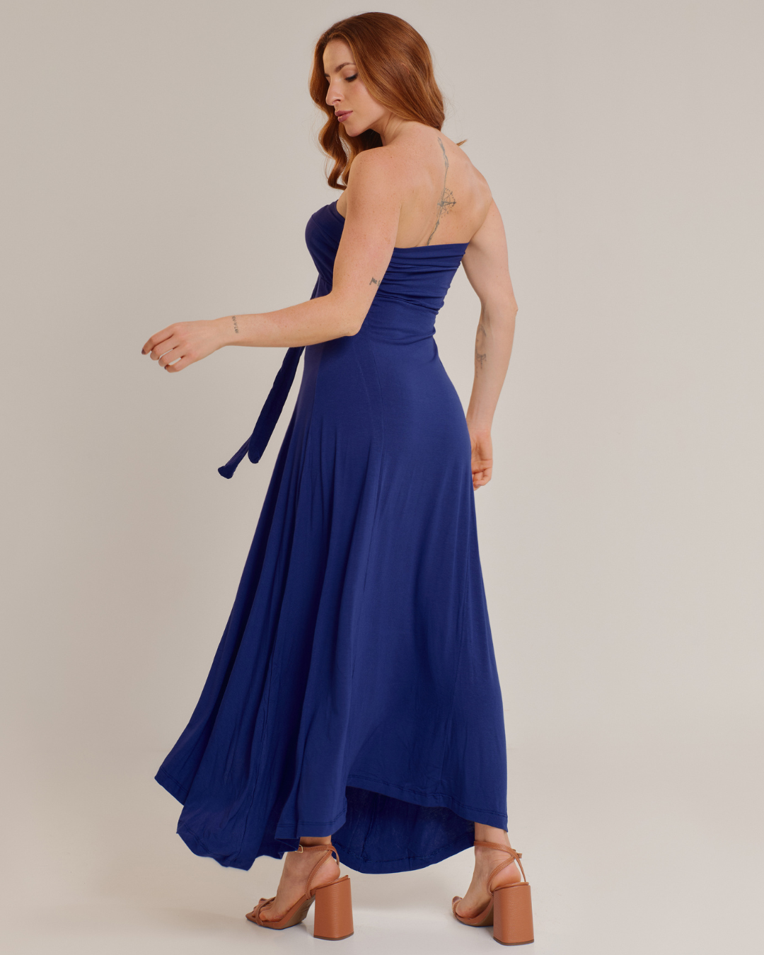 Vestido Básico Tomara que caia Casual Frente Única Soltinho Azul - ALYA