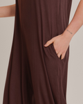 Macacão Alça Fina Feminino Elegante e Leve Marrom - ALYA