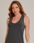 Vestido Casual Longo Feminino Regata com Fenda Lateral e Tecido Leve grafite - ALYA