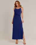 Vestido Longo Feminino Viscolycra Versátil Azul - ALYA