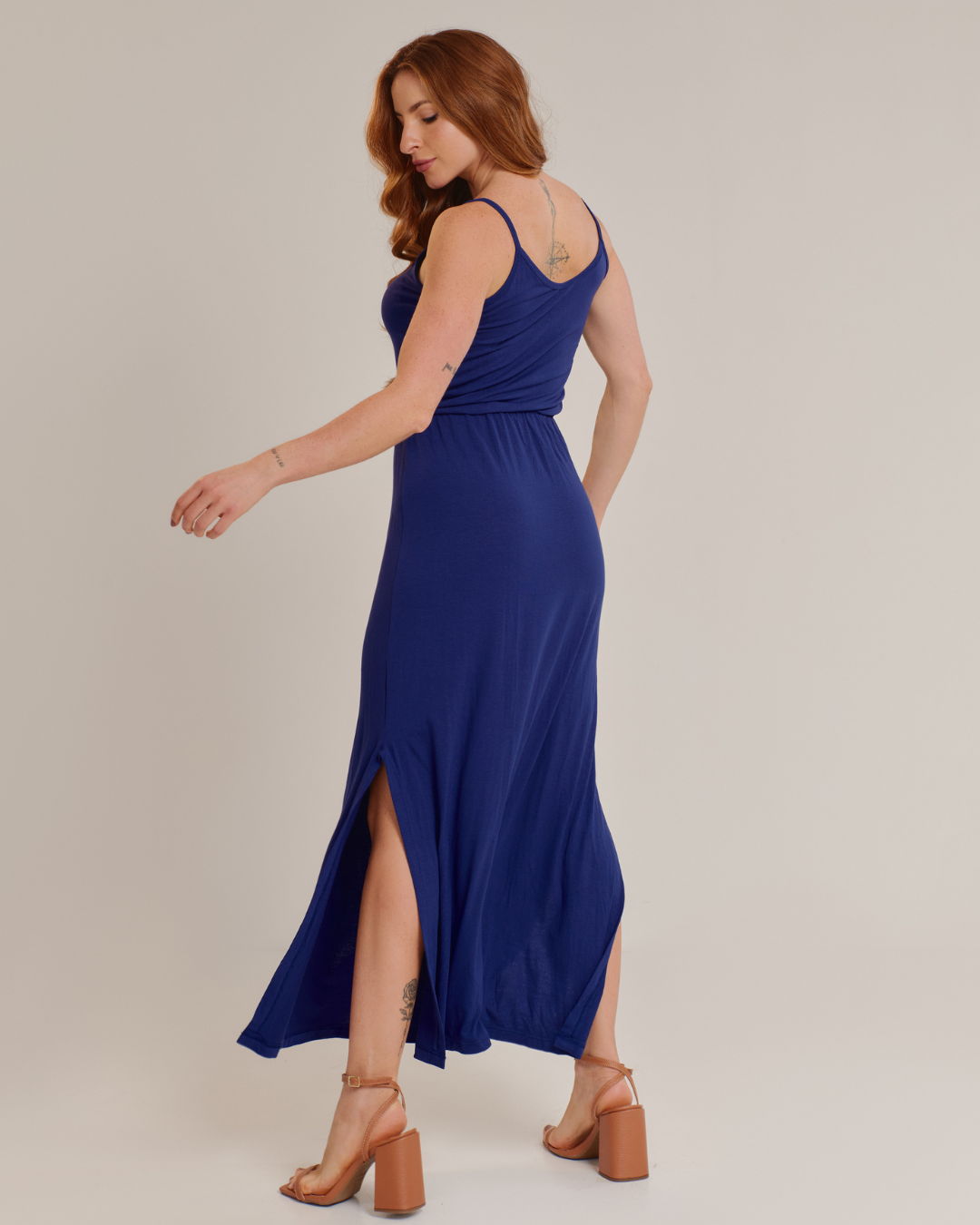 Vestido Longo Feminino Viscolycra Versátil Azul - ALYA