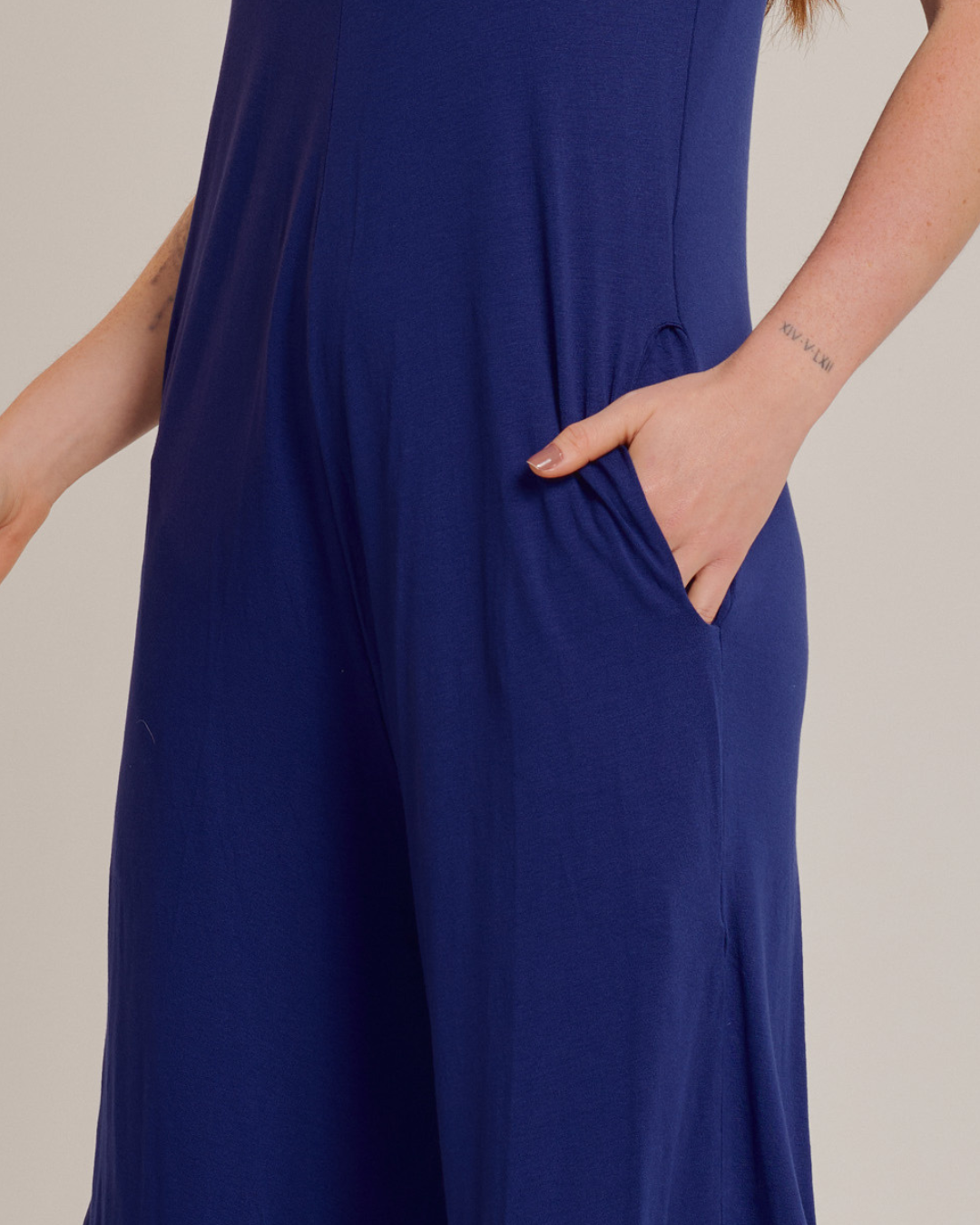 Macacão Feminino Pantacourt Casual de Alças Conforto Azul - ALYA