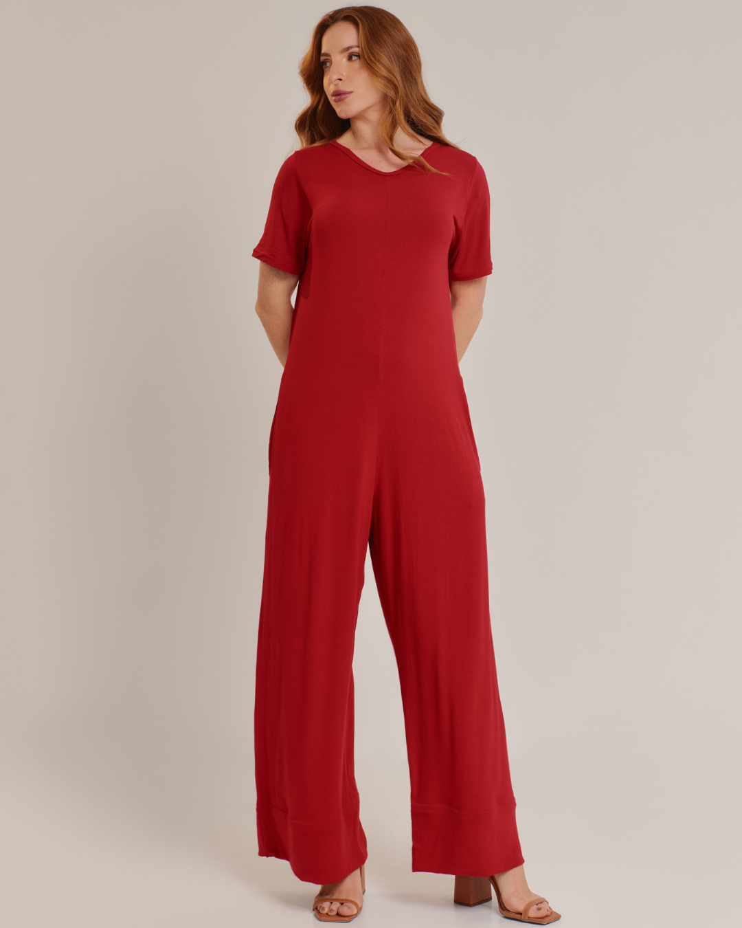 Macacão Feminino Longo Elegante Vermelho - ALYA