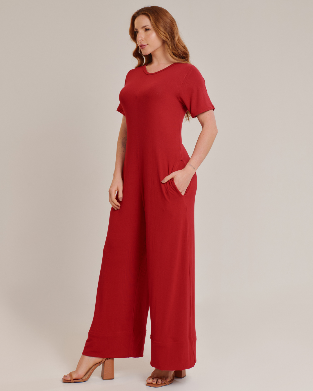 Macacão Feminino Longo Elegante Vermelho - ALYA