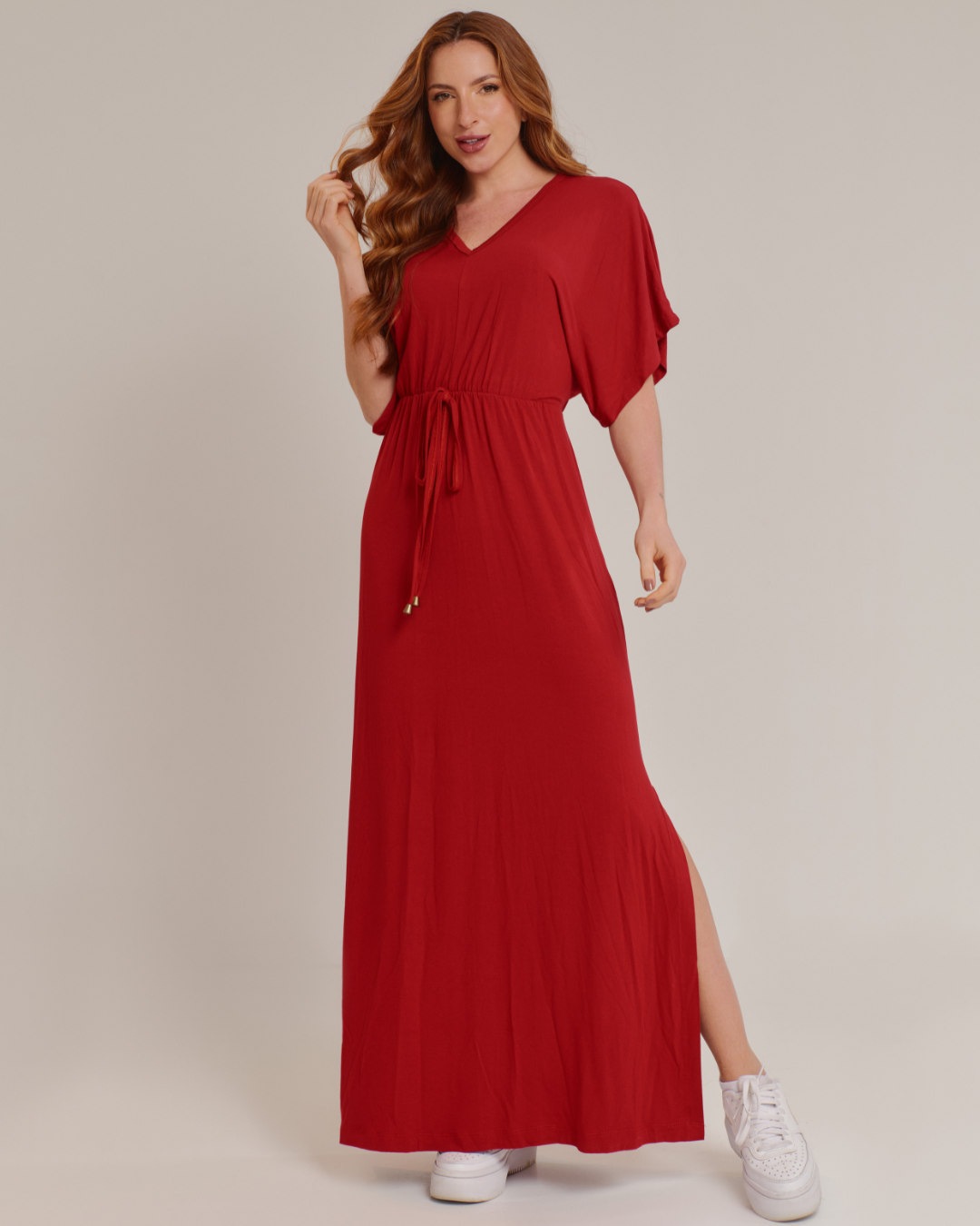 Vestido Longo Feminino em Viscolycra com Fenda Lateral - ALYA