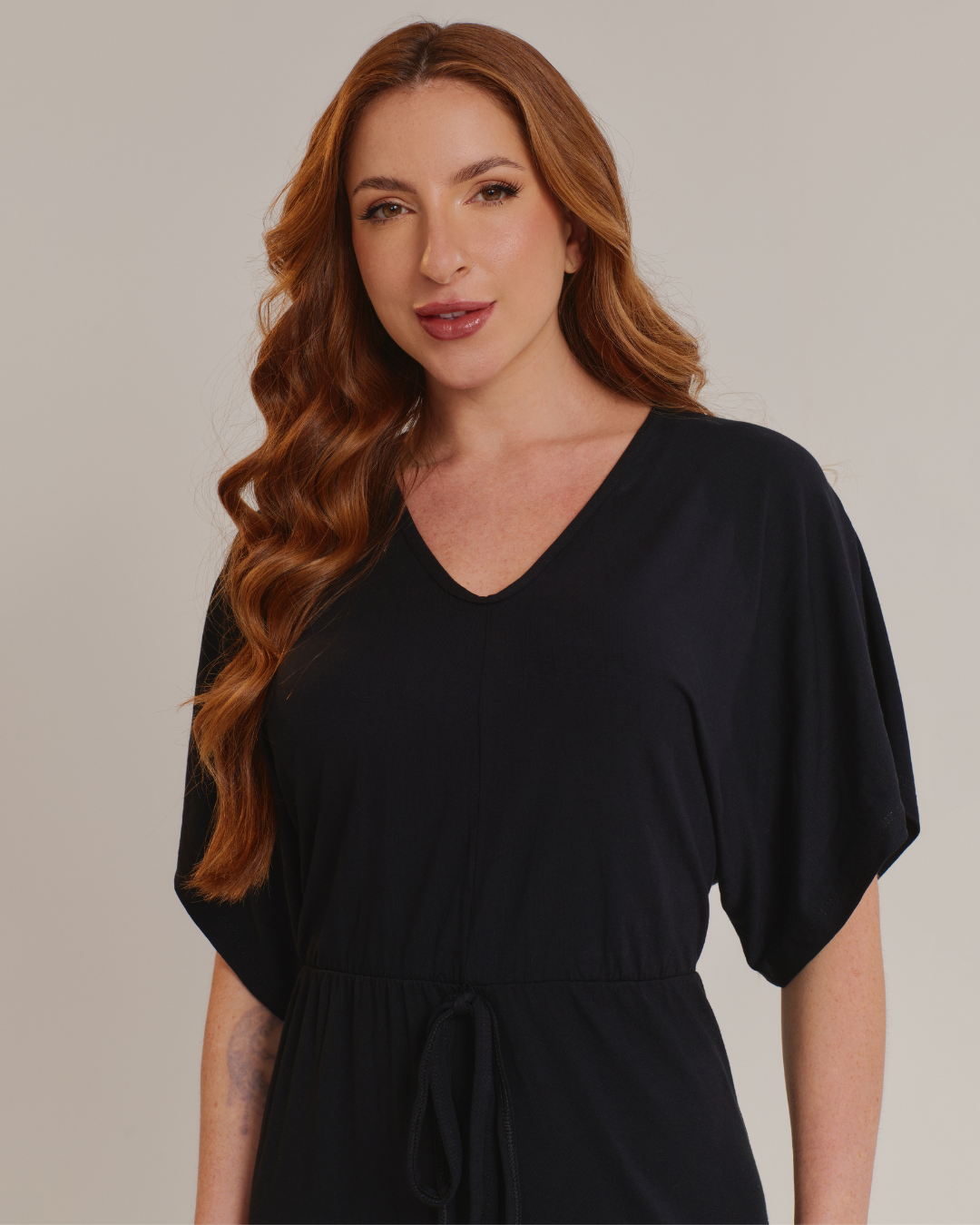 Vestido Longo Feminino em Viscolycra com Fenda e Amarração - ALYA