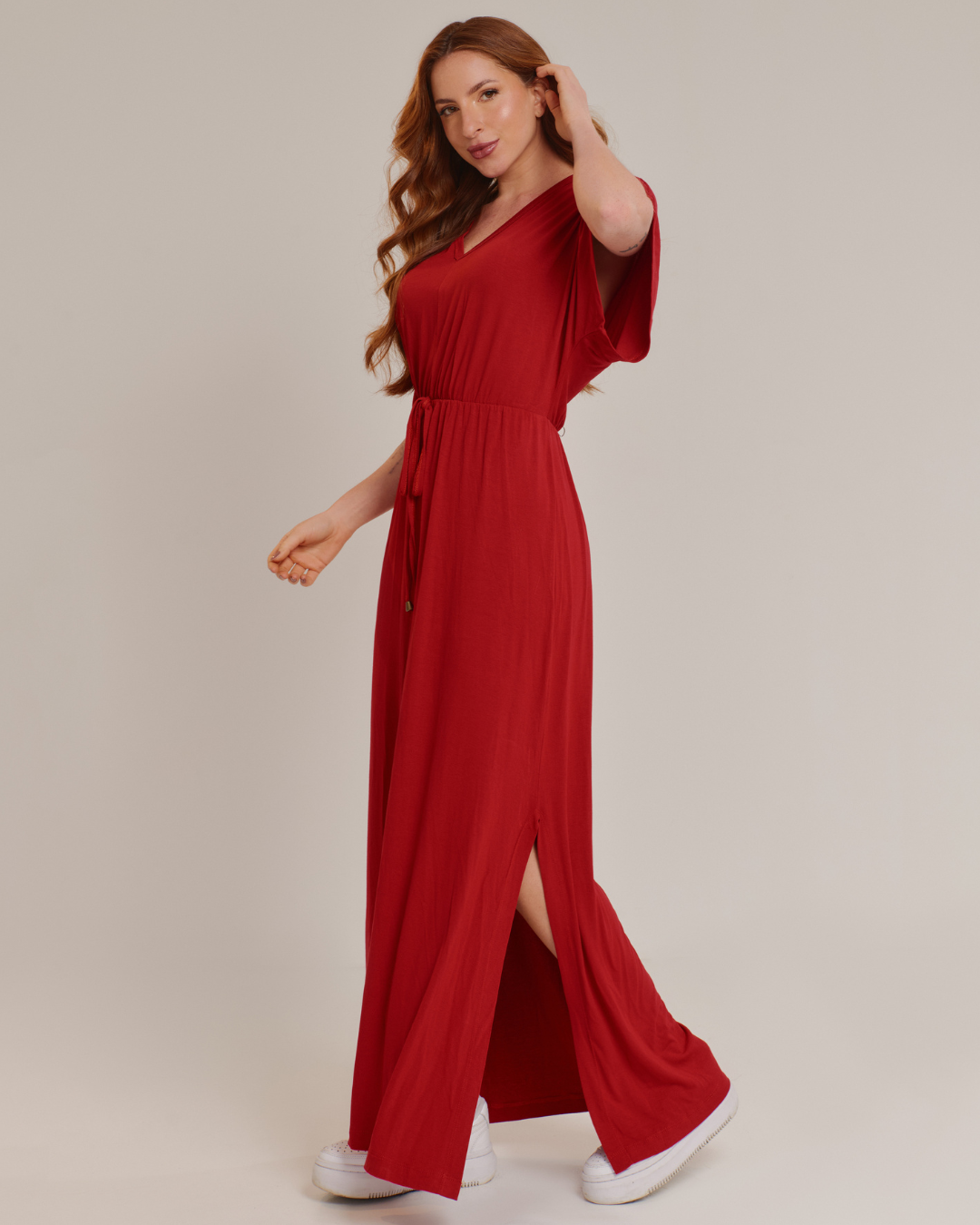 Vestido Longo Feminino em Viscolycra com Fenda Lateral - ALYA