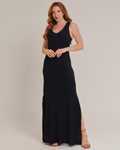 Vestido Longo Feminino Regata Soltinho com Fenda – Preto - ALYA