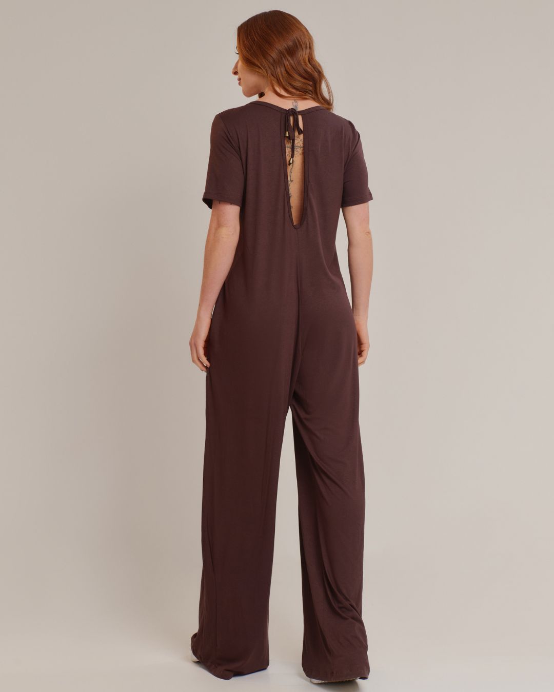 Macacão Longo Feminino Básico Marrom - ALYA