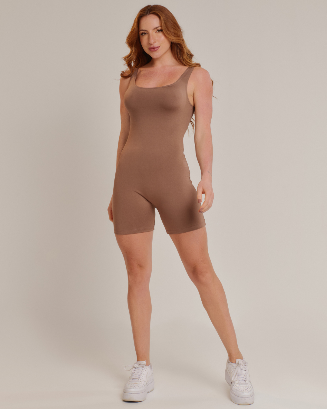 Macaquinho Fitness Feminino Curto Marrom 2808 - ALYA