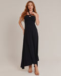 Vestido Longo Frente Única Soltinho e Elegante Preto - ALYA