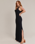 Vestido Longo Feminino Regata Soltinho com Fenda – Preto - ALYA