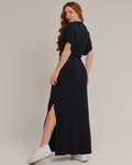 Vestido Longo Feminino em Viscolycra com Fenda e Amarração - ALYA