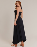 Vestido Longo Frente Única Soltinho e Elegante Preto - ALYA