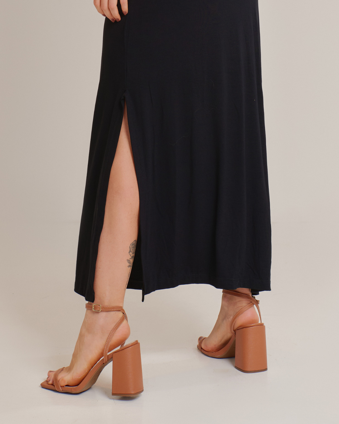 Vestido Longo Alça Fina Casual Preto - ALYA