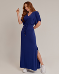 Vestido Feminino Longo com Amarração na Cintura e Fenda - ALYA