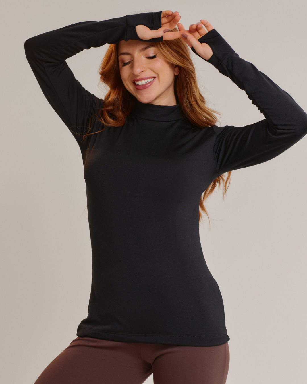 Blusa Gola Alta Feminina Manga Longa em Viscolycra - ALYA