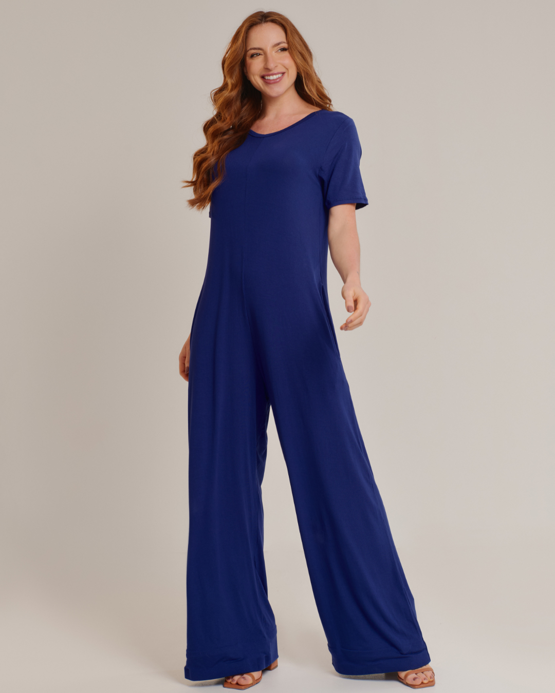 Macacão Longo Feminino Elegante Azul - ALYA