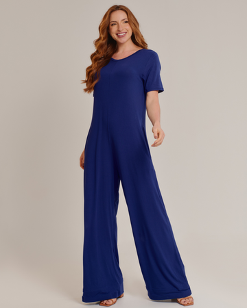 Macacão Longo Feminino Elegante Azul - ALYA