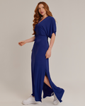 Vestido Feminino Longo com Amarração na Cintura e Fenda - ALYA