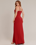Vestido Longo Feminino com Decote em Nó e Alças Finas Vermelho - ALYA