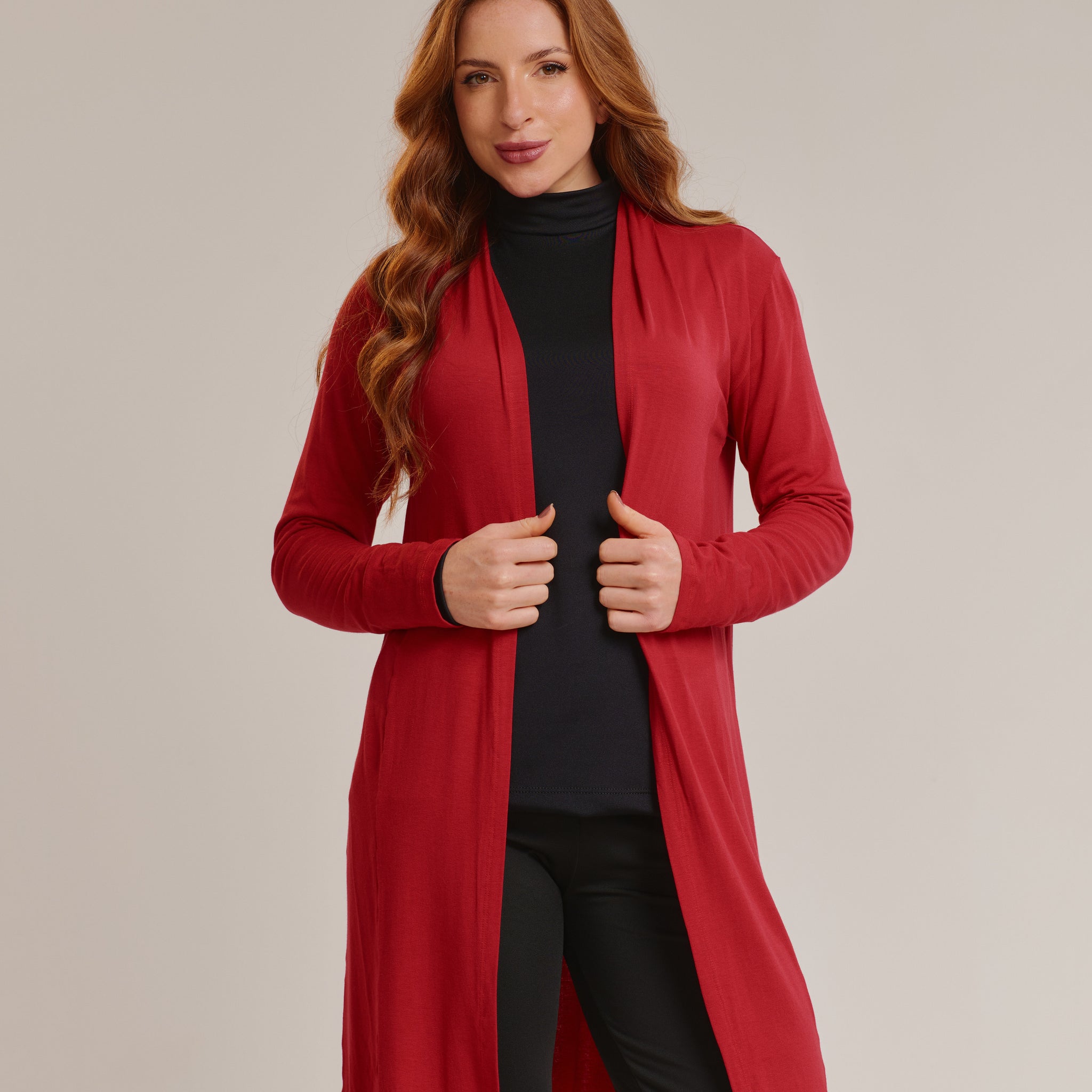Cardigan Longo Feminino em Viscolycra – Leve, Atemporal e Confortável