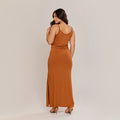 Vestido Longo Feminino Casual com Alças Confortável Caramelo - ALYA