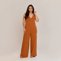 Macacão Longo Feminino Elegante Regata Camurça - ALYA
